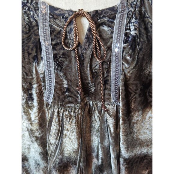 Womens‎ 1X Crushed Velvet Brown Tunic Top Whimsigoth Fairy Boho Casual Chic - Picture 10 of 11